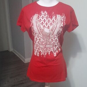 Harley-Davidson Red Graphic Fitted Short Sleeve Tee